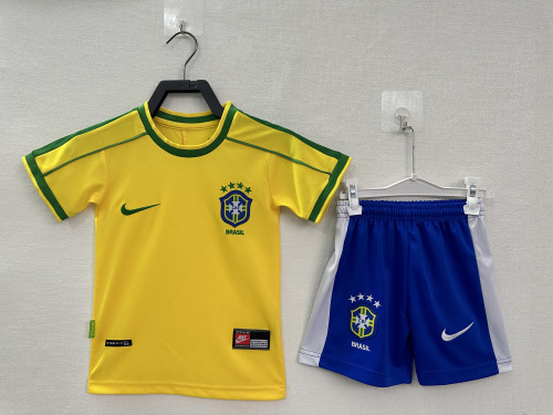 Brazil Home Retro Kids Jersey 1998