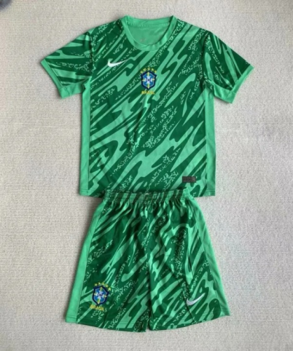 Brazil 2024 Copa America Green Goalkeeper Kids Suit