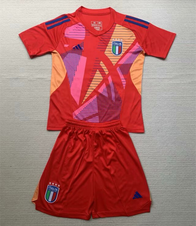 Italy Euro 2024 Goalkeeper Kids Suit Red