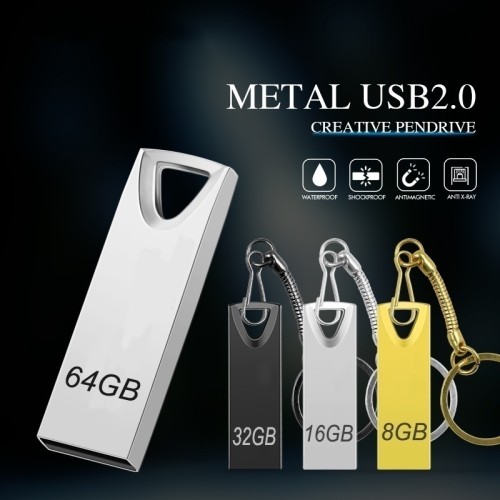 Hot Sale USB 2.0 Memory Mini Waterproof USB Flash Drive 8GB 16GB 32GB 64GB U Disk Key Pendrive Metal Pen Drive