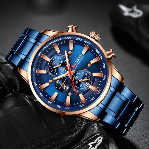 CURREN Man Watches Luxury Sporty Chronograph Wristwatches for Men Quartz Stainless Steel Band Clock Luminous Hands