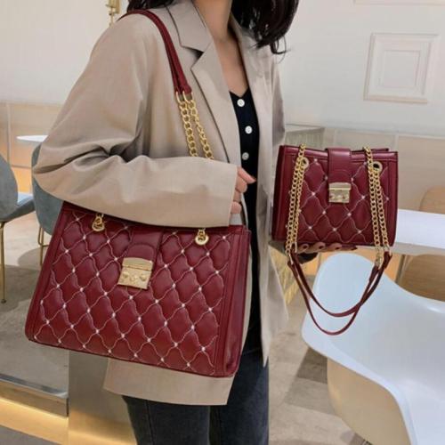 Lattice Big Tote bag 2021 Fashion New High Quality Leather Women's Designer Handbag High capacity Chain Shoulder Messenger Bag