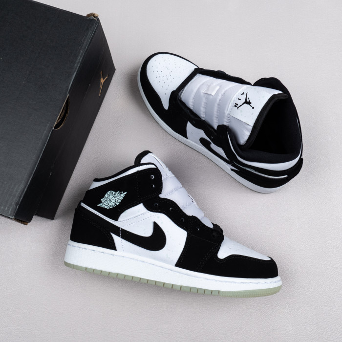 1's Mid White Black Teal Tint