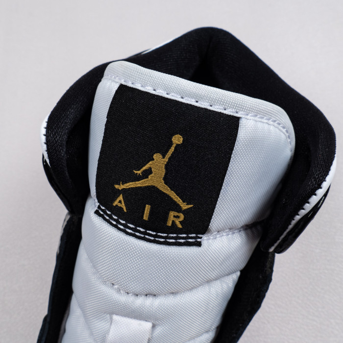 1's Mid Patent Black White Gold