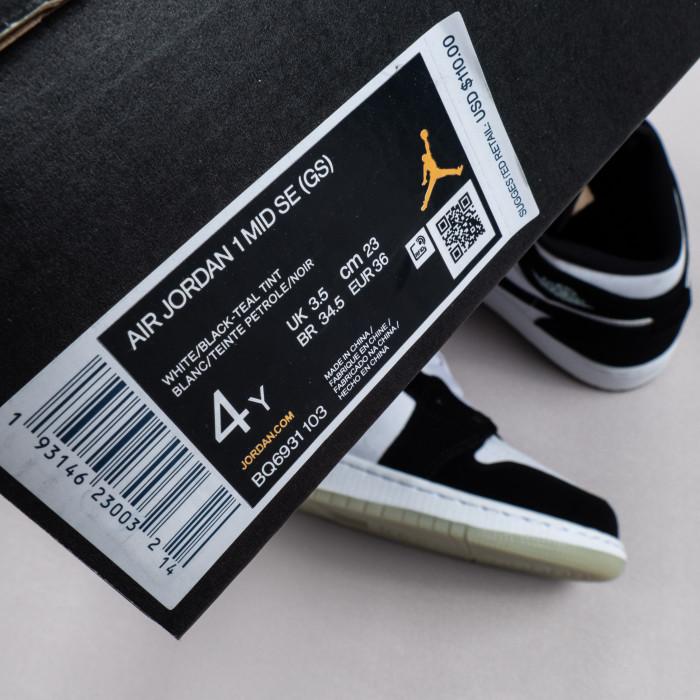 1's Mid White Black Teal Tint