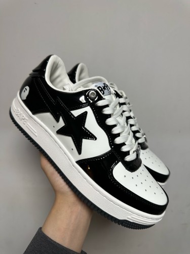 A Bathing Ape Patent Leather Black White (Ask Customer Service to get size and price)