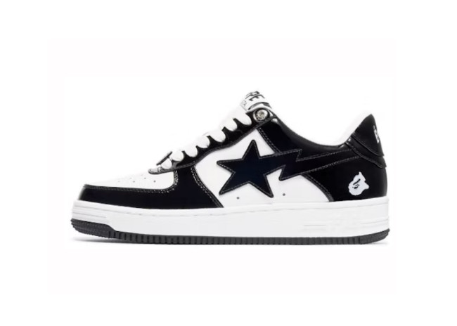 A Bathing Ape Patent Leather Black White (Ask Customer Service to get size and price)