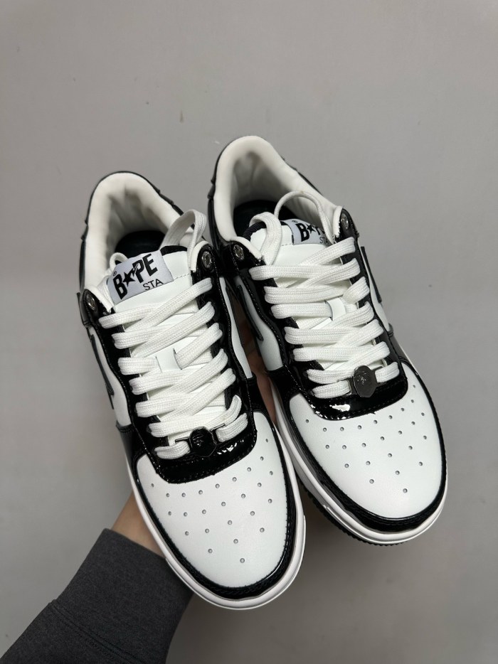 A Bathing Ape Patent Leather Black White (Ask Customer Service to get size and price)