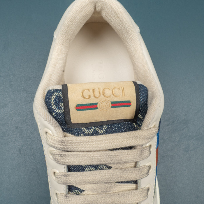 Screener Blue and ivory washed organic GG jacquard denim