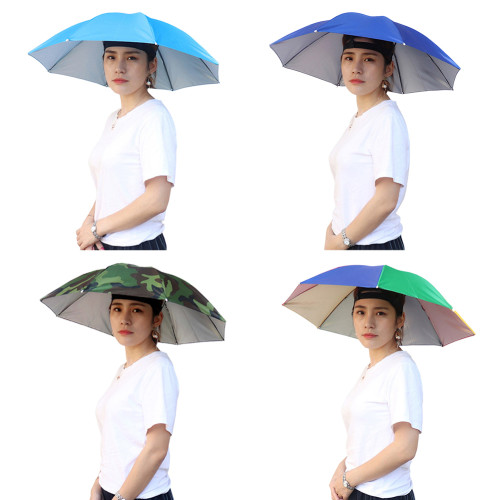 Sombrero de sombrilla con cabeza plegable para exteriores, anti-lluvia  Anti-UV gorra de pesca, portátil,