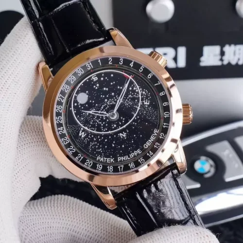 PATEK PHILIPPE Seamaster Grand ComplicationsRose Gold Black Celestial Moon Age 44 MM Watch