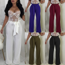 Sexy straps with belt wide leg pants 5 colors VN1001