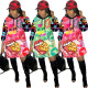 Latest Printing Long Sleeve Young Girls Hooded Casual Dress HY5133