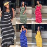 Loose Women Casual Long Striped Dress For  Daily Wear AL036