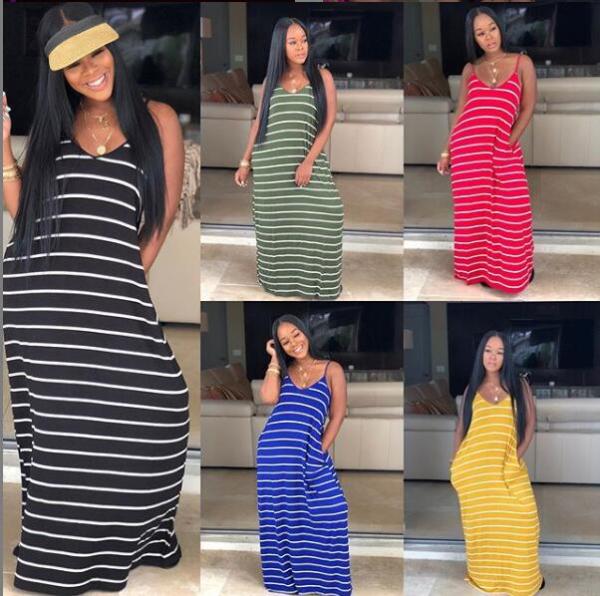 Loose Women Casual Long Striped Dress For  Daily Wear AL036