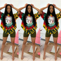 Personalized tie-dye positioning printing two piece set KSN5121