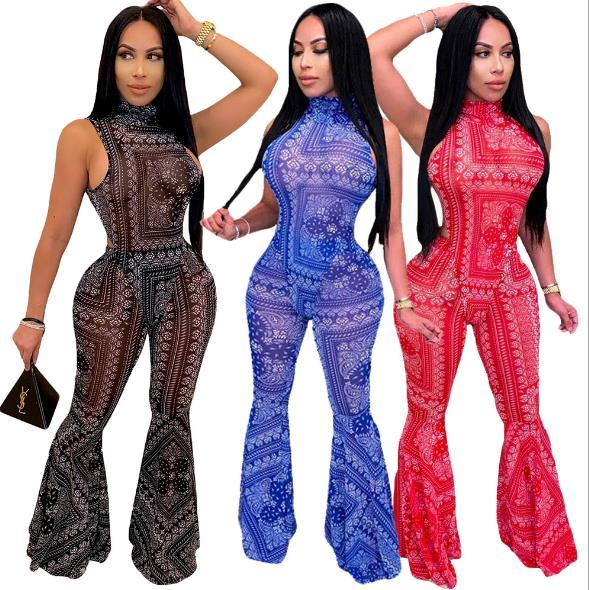 Explosive Totem Printed Flared Pants 2-piece Set Fashion Casual Suit H1501