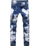 Stretch Slim jeans play zipper hole color wear white trousers male TX1021