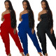 Women's plus size solid color ruffled sexy jumpsuit YY5200