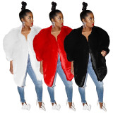 Hot Sale Women Winter Pure Color Warm Fur Coats SMR9409