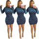 New Design Printing Slim Bodycon Long Sleeved Ladies Dress BBN016