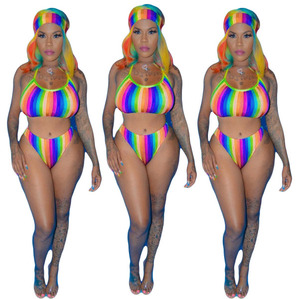 Women Comfy Rainbow 2 Pieces Bikini Sets AMM8120