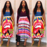 Lovely Women's Colorful Print Casual Pleated Skirt Bottoms GL6233