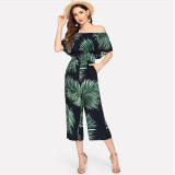 One-shoulder cropped wide-leg jumpsuit sexy summer ZSC0269