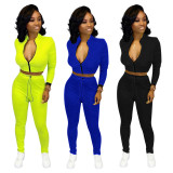 Online Sale Solid Color Bodycon Sport Outfits For Ladies ED8132