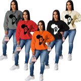 Fashion casual print multicolor ladies sweater ML7353