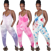 Sexy Women's Multicolor Print Sling Jumpsuit KK8196