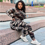 Plus size fashion women's clothing camouflage casual long sleeve + long pants sports suit CYS3935