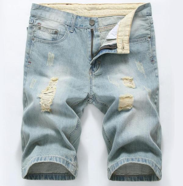 Denim shorts summer cotton hole light color jean TX006-3