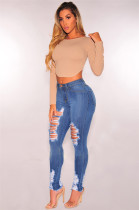 Cotton ripped ripped stretch pants WY605