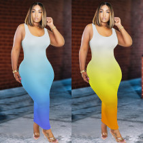 Explosive slim vest long skirt dress nightclub service K8915