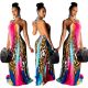 Unique Sexy Backless Printing Halter Neck Maxi Dress SY8349