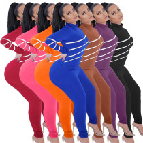 Fashion zipper solid color jumpsuit HHM6350