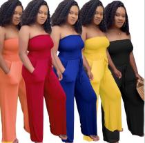 Sexy tube top solid color jumpsuit L0304