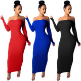 Sexy Knitted Backless Dew Shoulder Long Dress DN8187