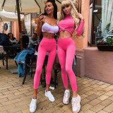 Pink Slim Hip Sports Yoga Leggings P981175W