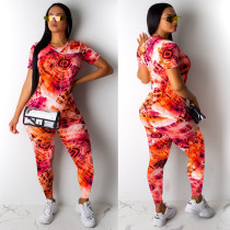 Urban casual fashion printed women's two-piece suit T3361H