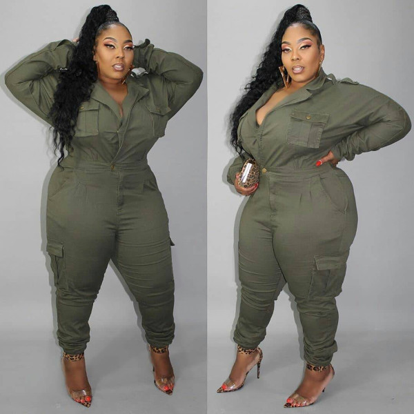 Pocket high-waist loose one-piece jumpsuit DM190