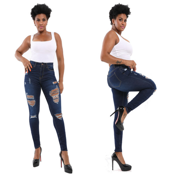 Shredded women's jeans tight hips CK0103