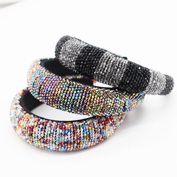 Fashion Colorful Crystal Beads Gorgeous Sponge Temperament  Wild Hair Accessories JB11734178
