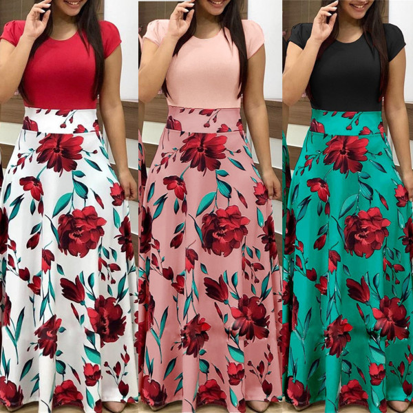 Elegant Floral Print Pleated Long Skirts For Women CY1038