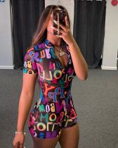 Fashion sexy letter print jumpsuit MN9258