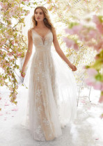 Sexy B-neck sleeveless lace wedding dress YL927