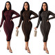 Online Sale Slim Bodycon Stripe Women Dress For Wholesale QZ4092