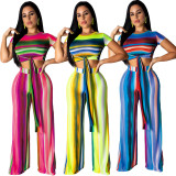 Hot Sell Tie-Dye Outfits Tied Crop Top Wide Leg Pants AMM8134