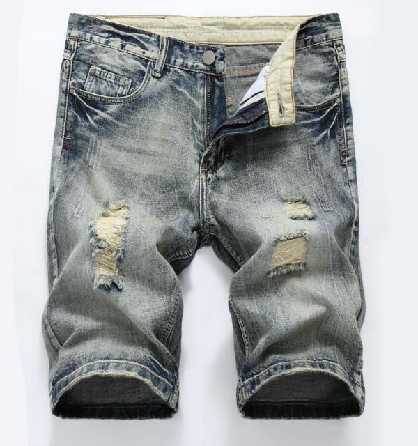 Denim shorts summer cotton hole light color jean TX006-1